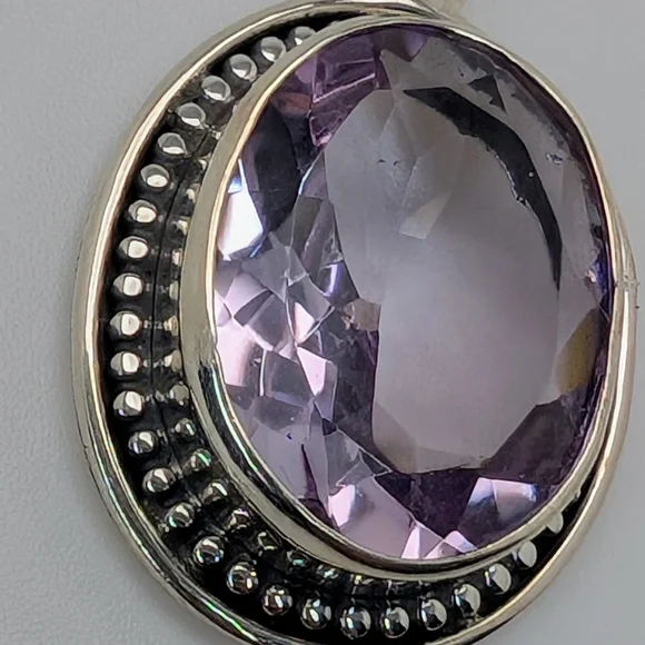 Large Natural Pink Amethyst Pendant S925 Sterling Silver - Picture 3 of 6
